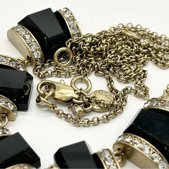 J. Crew Black and Gold Jeweled Slides Necklace - Picture 3 of 3